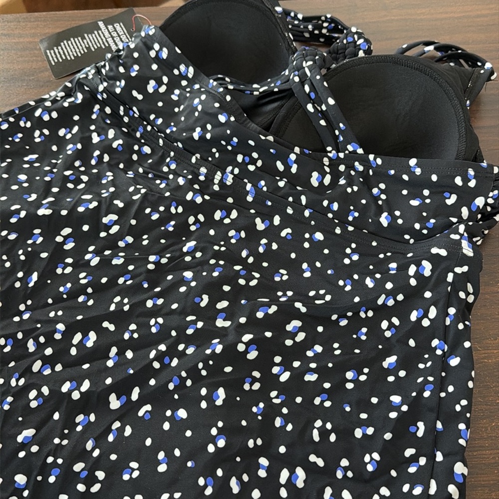 Nwt Braided Racer Back Tankini Top Swimsuits For All longer length Size 14 - Picture 6 of 6